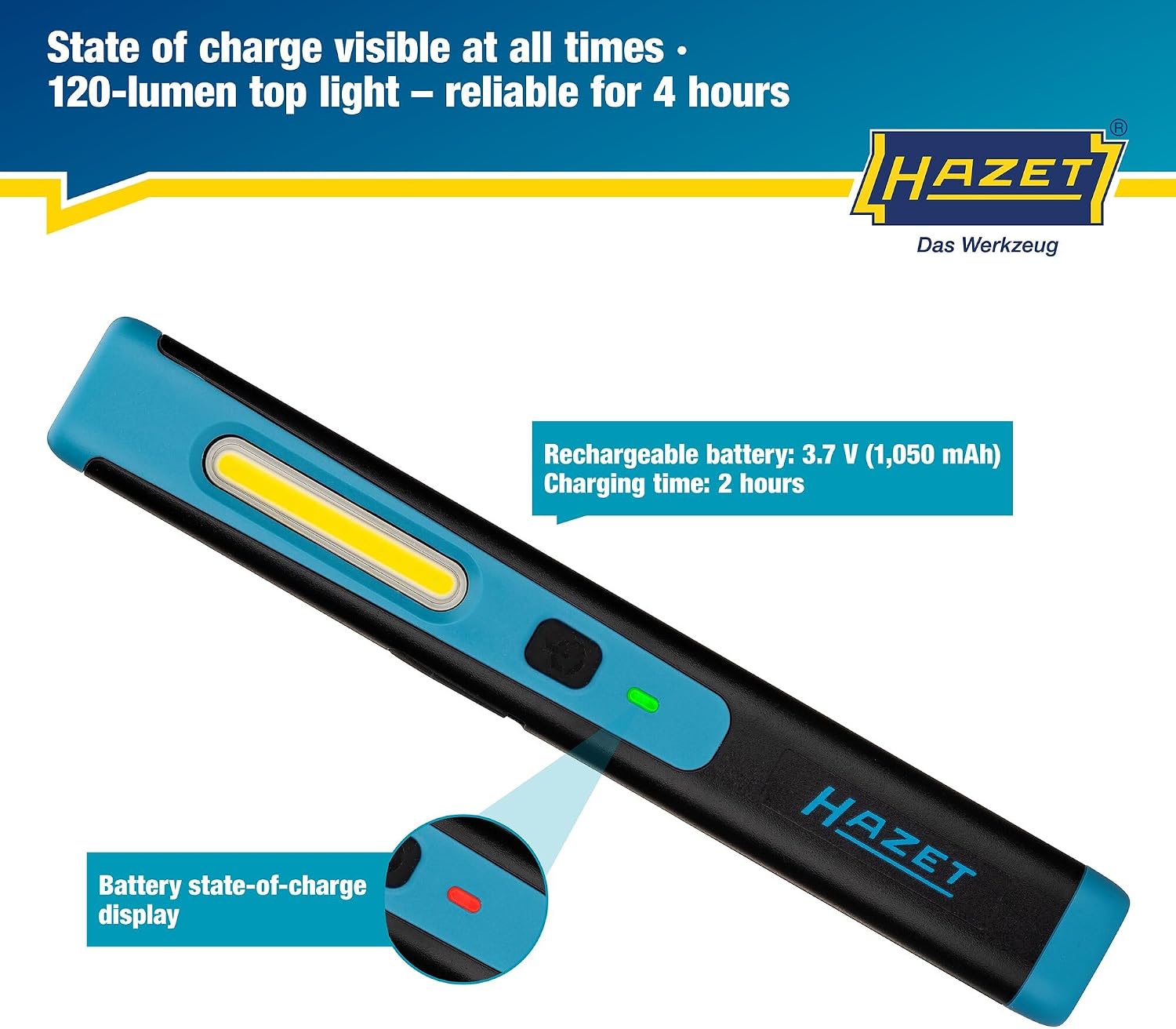 Thumbnail 6 de HAZET 1979-11 – lampa warsztatowa LED z magnesem, USB-C i ściemnianiem