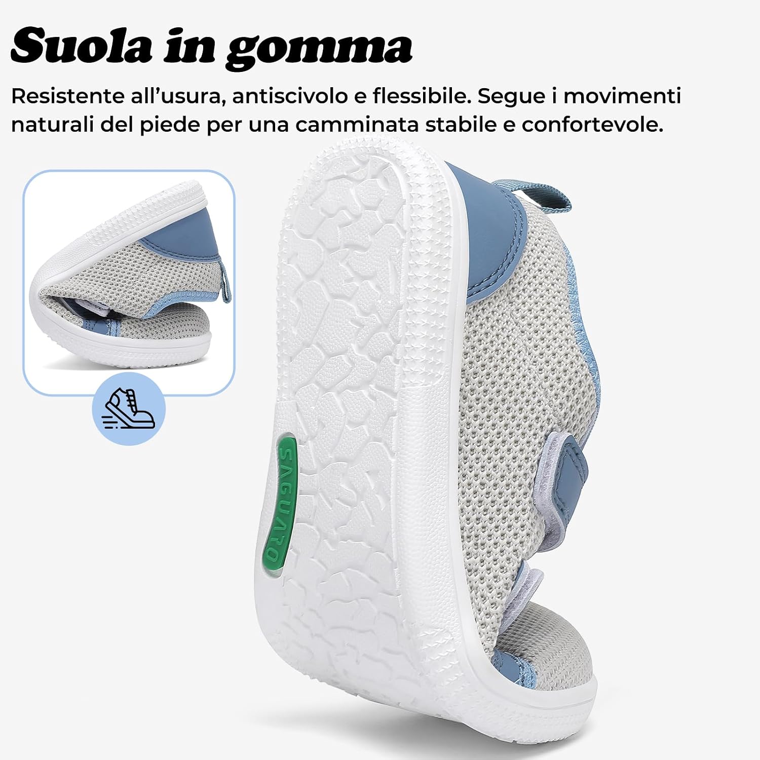 Detalle de SAGUARO Scarpe Barefoot Bambini Sneakers Minimaliste con punta ampia e chiusura a strappo (Gr. 25-35)