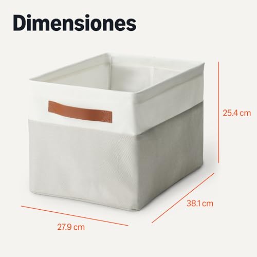 Thumbnail 4 de Amazon Basics Cajas plegables con asas de cuero, grande (3) 🏷