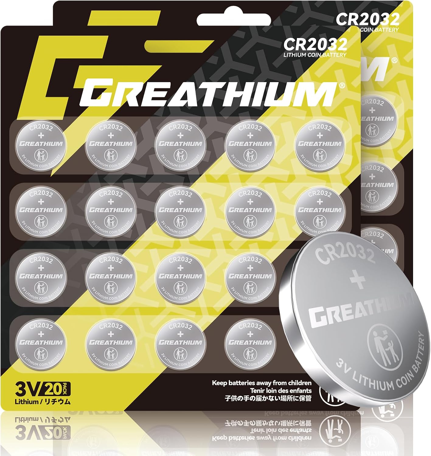Detalle de Greathium CR2032 Lithium Coin Cell Batteries, 40-Pack, 3V, Non-Coated