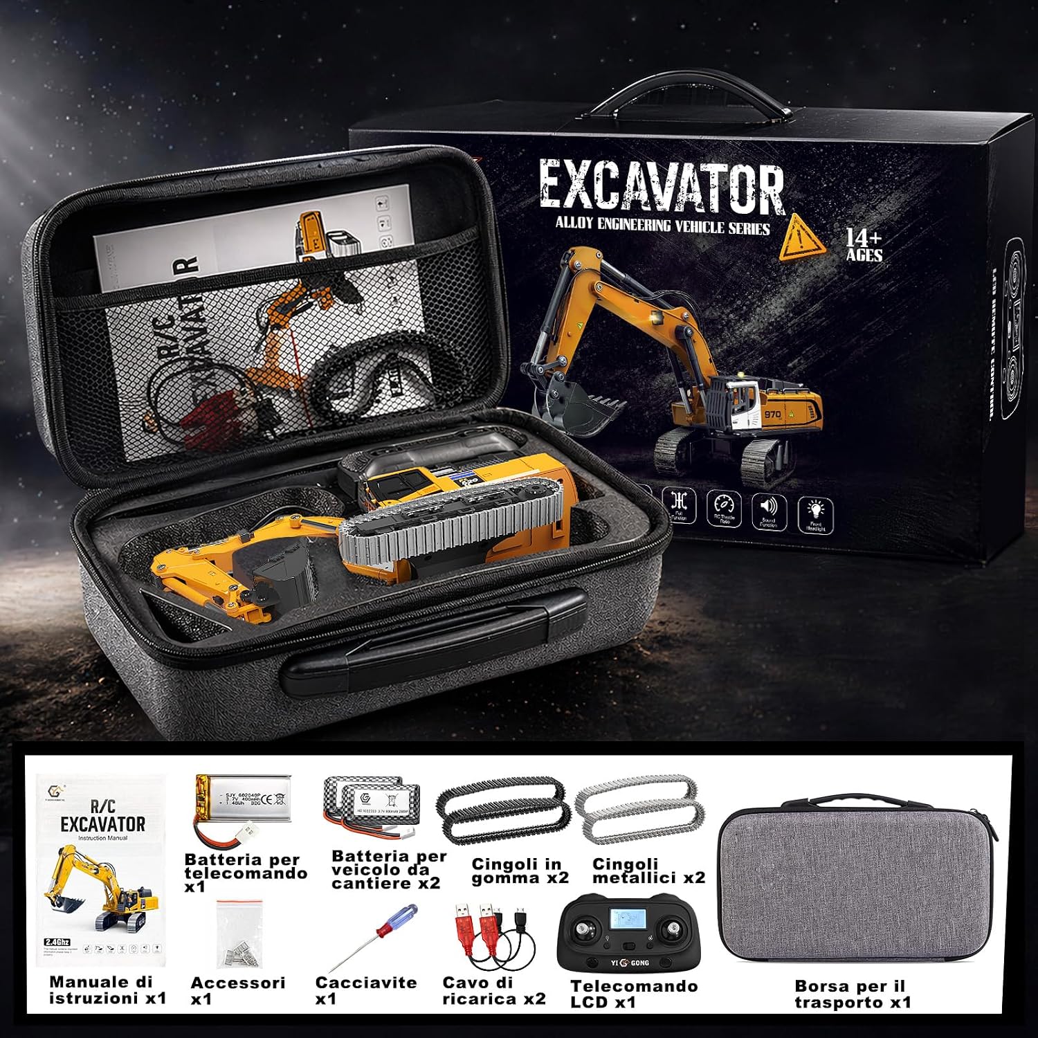 Detalle 2 de Escavatore Radiocomandato Professionale Mini 1:50: realismo, metallo e controllo accurato
