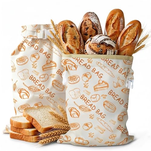 Detalle de AirBanish Bienenwachs Brotbeutel – 2 Stück, Leinen 43×33 cm