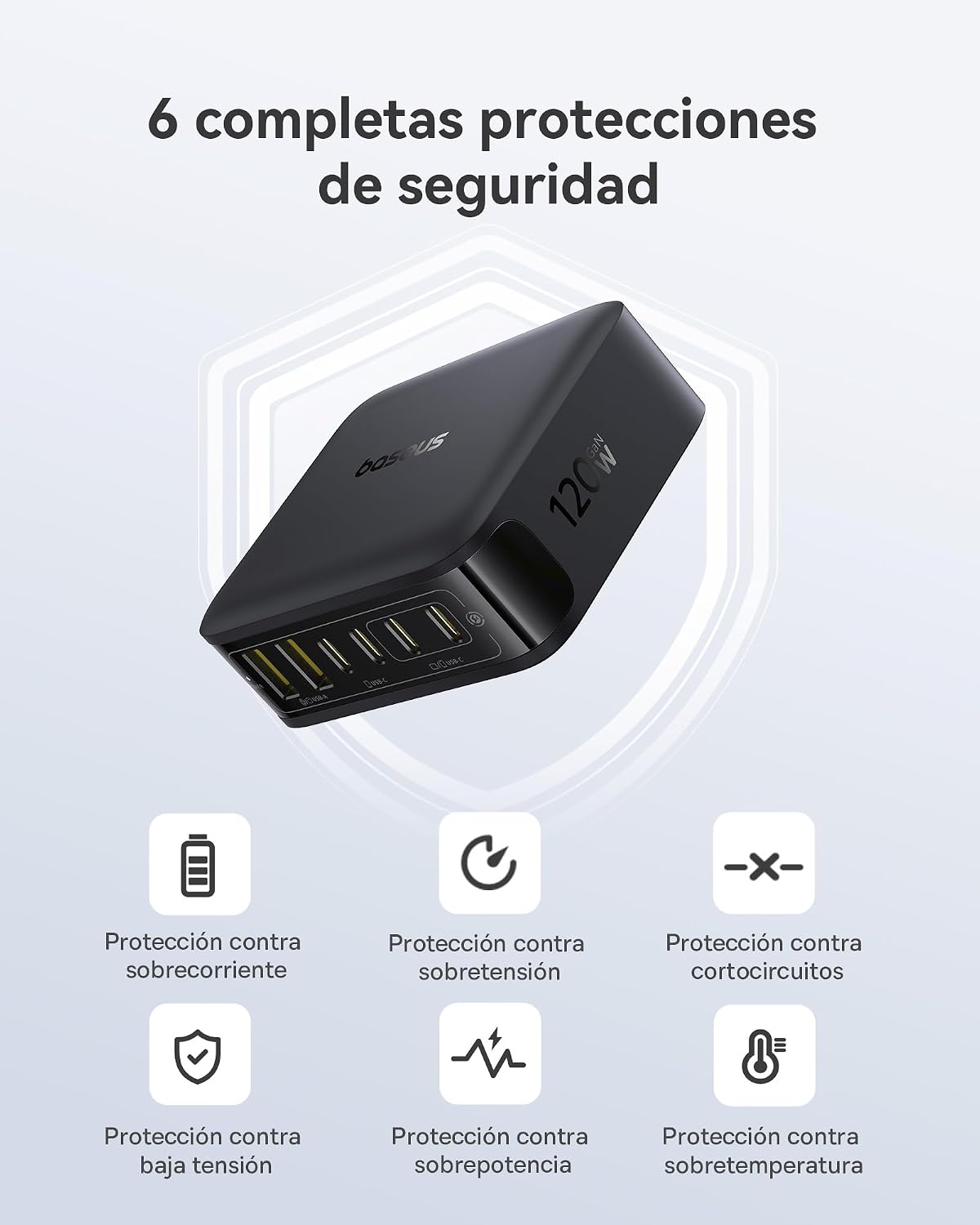 Thumbnail 4 de Baseus Cargador USB C 120W estación 6 puertos