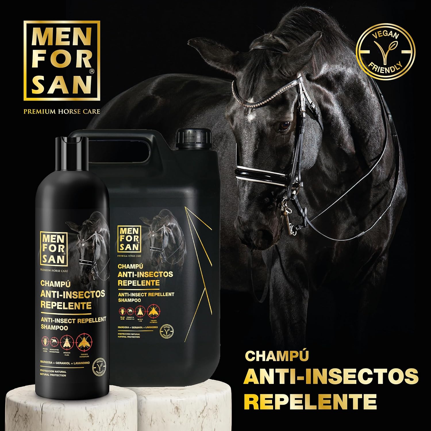 Thumbnail 2 de MENFORSAN Shampoo insetto-repellente per cavalli BIO 1L con margosa, geraniolo e lavandina