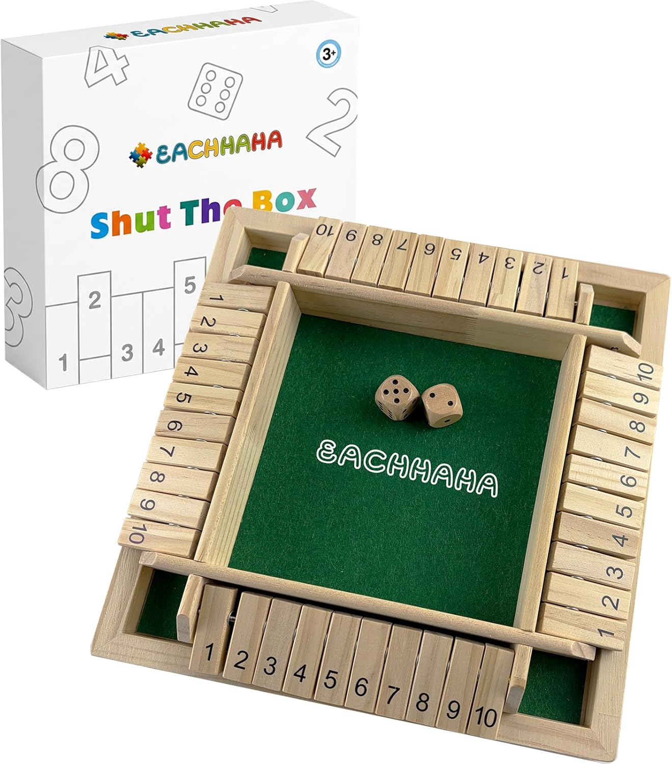 Thumbnail 6 de EACHHAHA Shut The Box 4 giocatori — Classico gioco da tavolo in legno