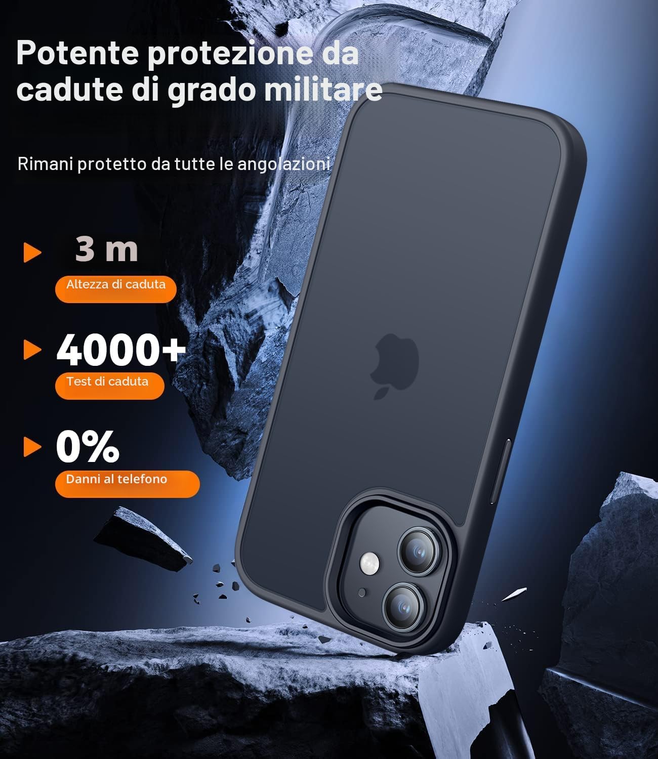 Detalle de CANSHN Cover Opaca per iPhone 11 con Bordi Quadrati – Custodia sottile antiurto, trasparente opaca nera