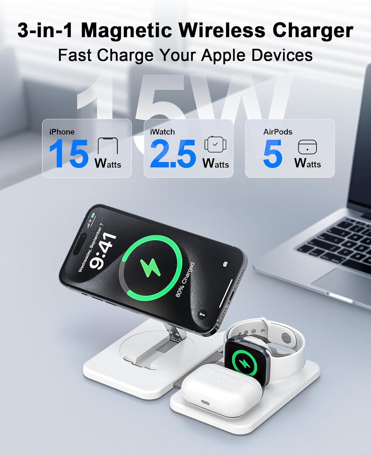 Thumbnail 1 de 3-in-1 Magnetic Wireless Charger 3FT