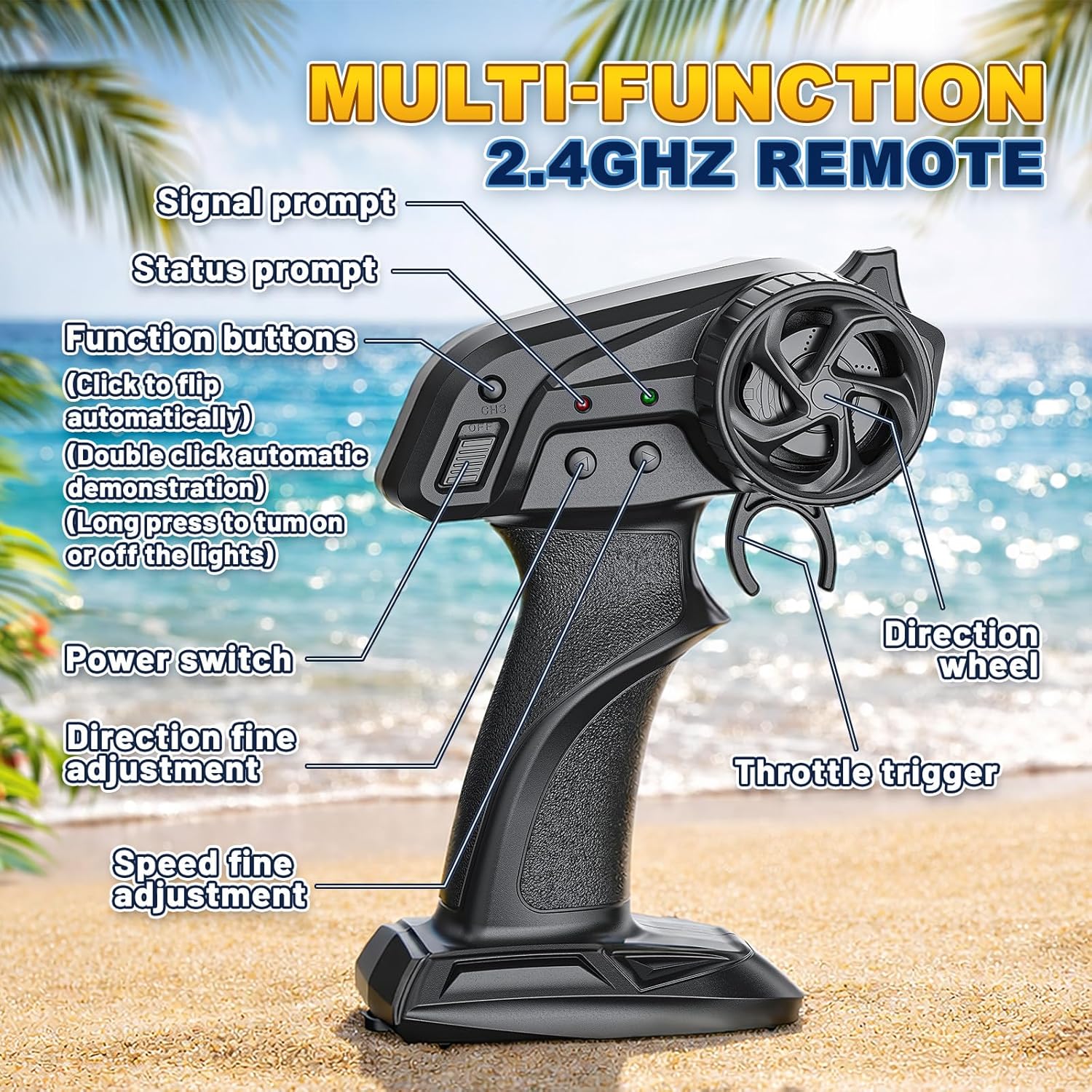 Thumbnail 6 de YESHIN Bateau Radiocommandé 25 km/h –Séries LED, 2,4 GHz, 40 min d'autonomie et mode flip