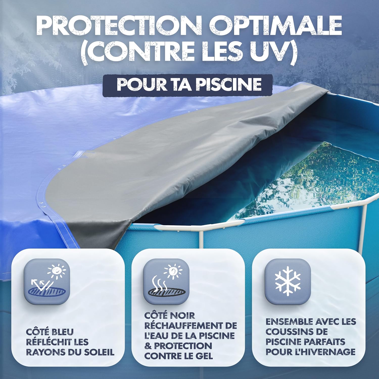 Thumbnail 4 de LAINFELD bâche piscine 420 cm bleu/noir