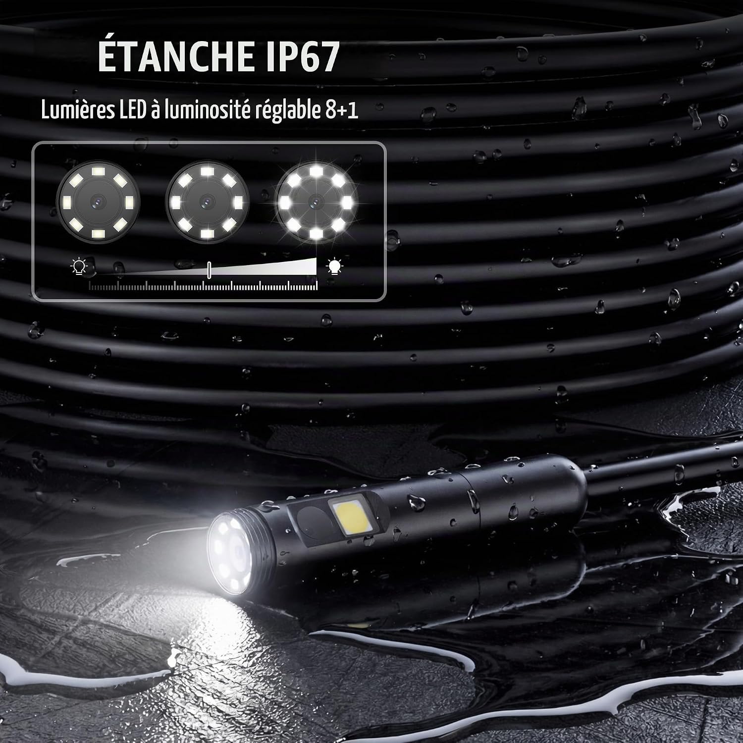 Thumbnail 3 de WORKPRO W113015 endoscoopcamera 1080p met dubbele lens en IP67-kabel