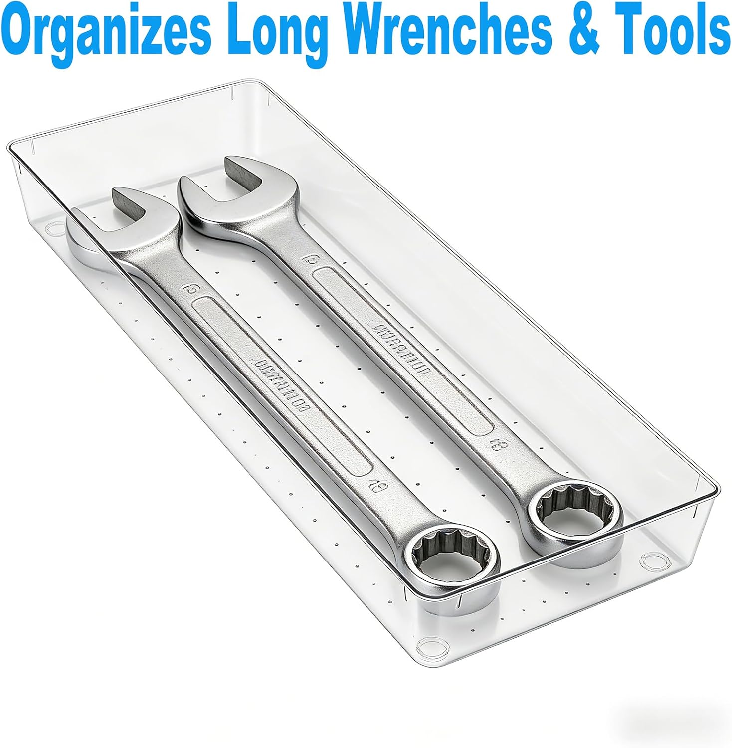 Thumbnail 6 de Manalete 4 Pack 15" x 6" Extra Large Clear Plastic Drawer Organizer Trays