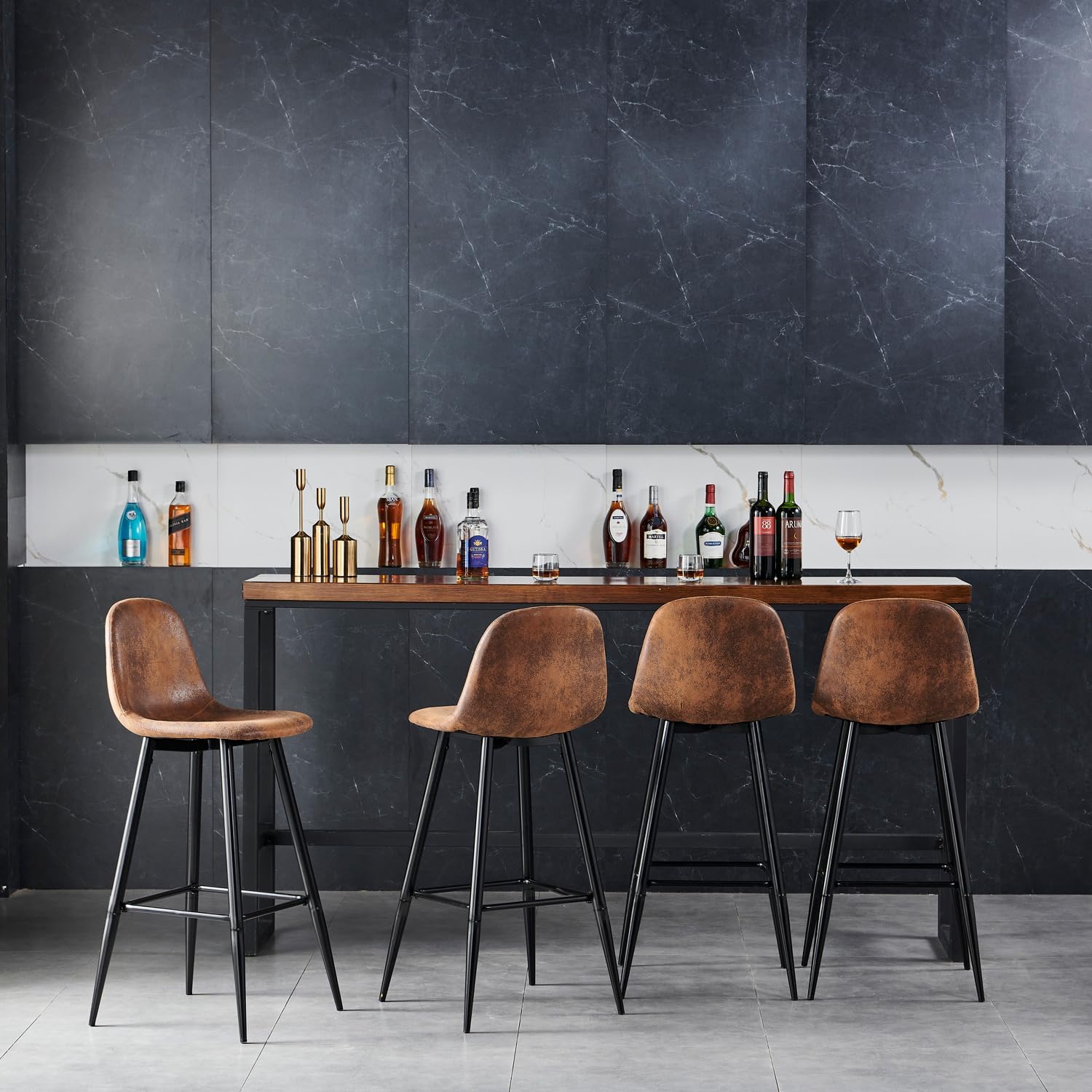 Thumbnail 1 de MEUBLE COSY set di 4 sgabelli da bar con poggiapiedi, altezza 72,5 cm e schienale