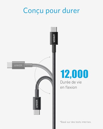 Thumbnail 2 de Anker Câble USB-C vers USB-C 100 W — 3 m, Noir, nylon résistant