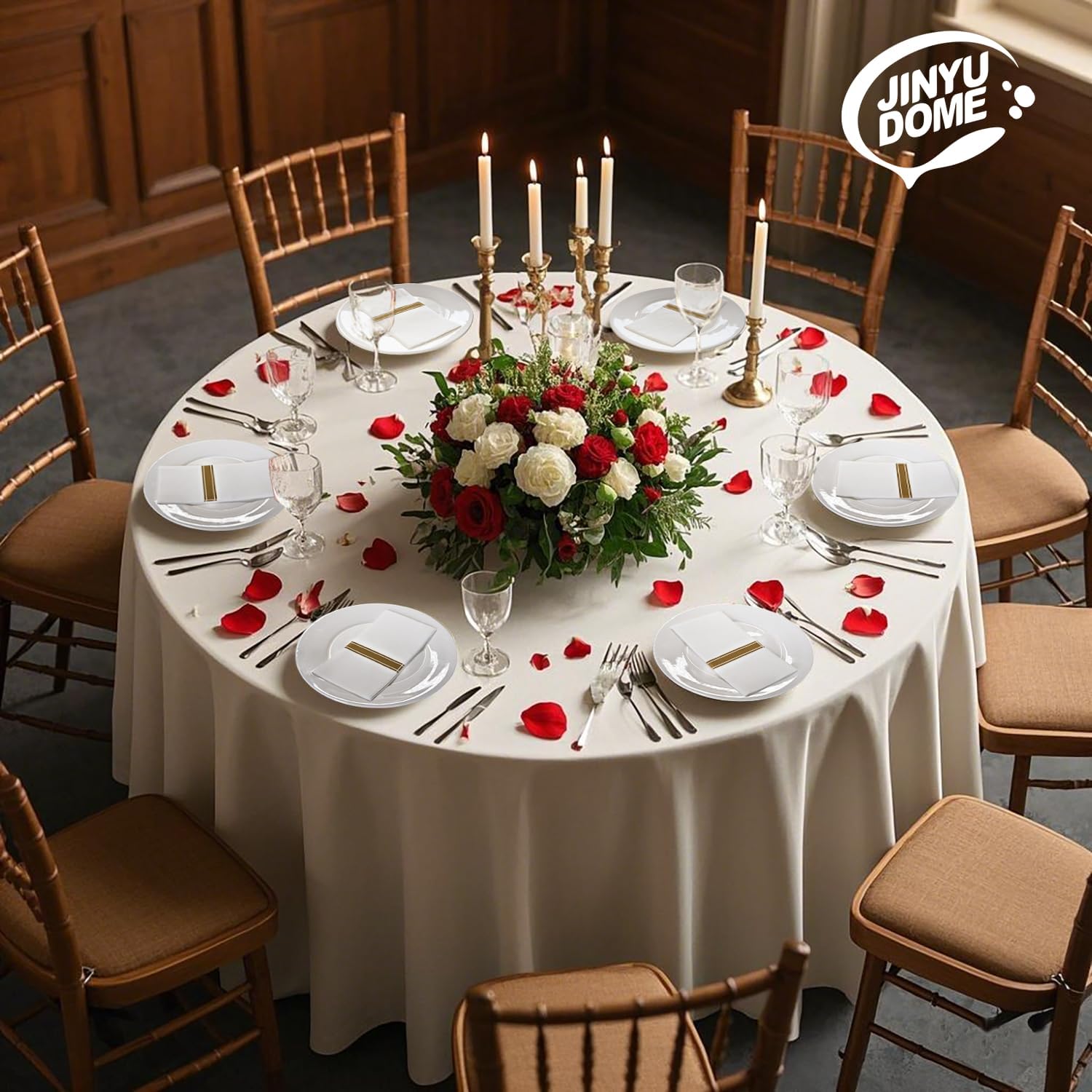 Detalle de Lot de 50 serviettes jetables 30 x 40 cm JINYUDOME – finition dorée, douces et absorbantes