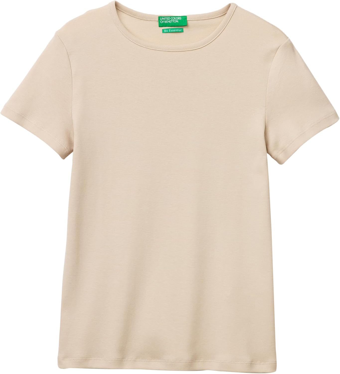 Detalle de United Colors of Benetton T-Shirt Donna – T-Shirt in costina, slim fit, girocollo e maniche corte in 100% cotone