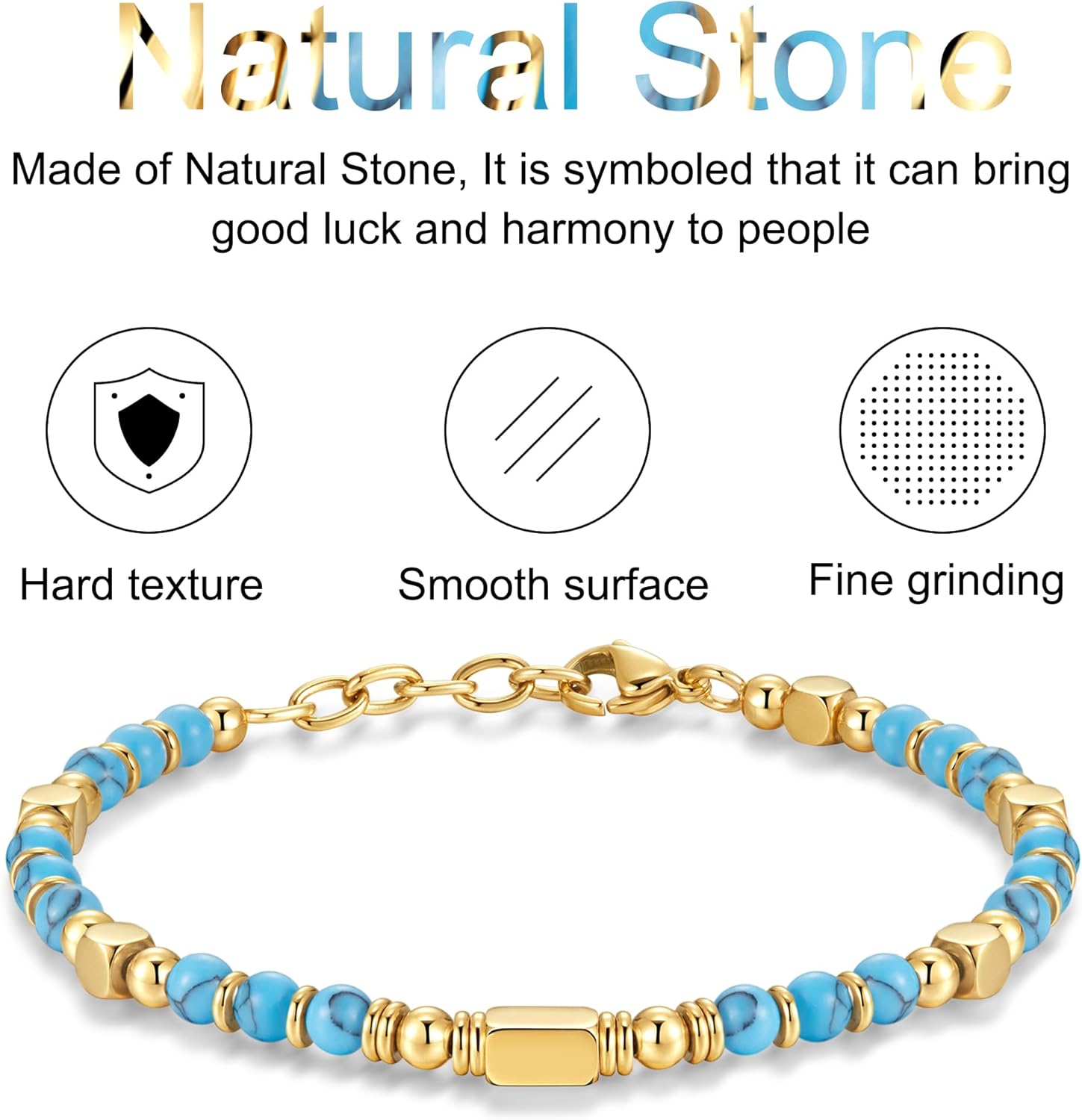 Thumbnail 3 de SIUMAL Bracciale da donna bohemien in pietra naturale e acciaio inox