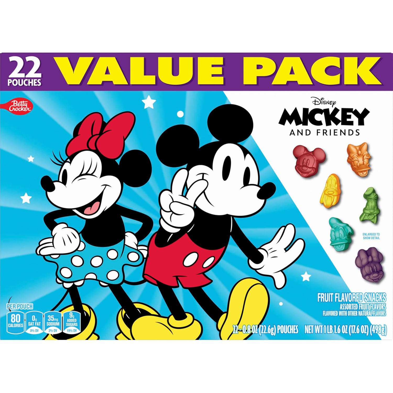 Detalle de Disney Mickey & Friends Fruit Snacks, 22 Pouches, Gluten-Free, Vitamin C