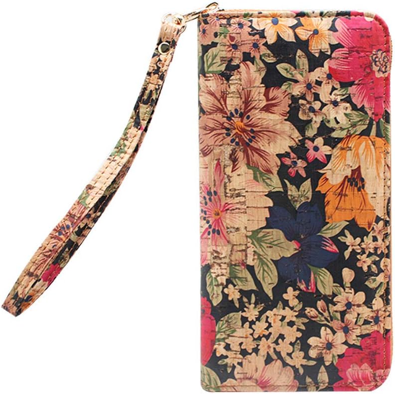 Detalle de Boshiho Women's Cork Wallet: A Practical Vegan Long Purse with RFID Protection
