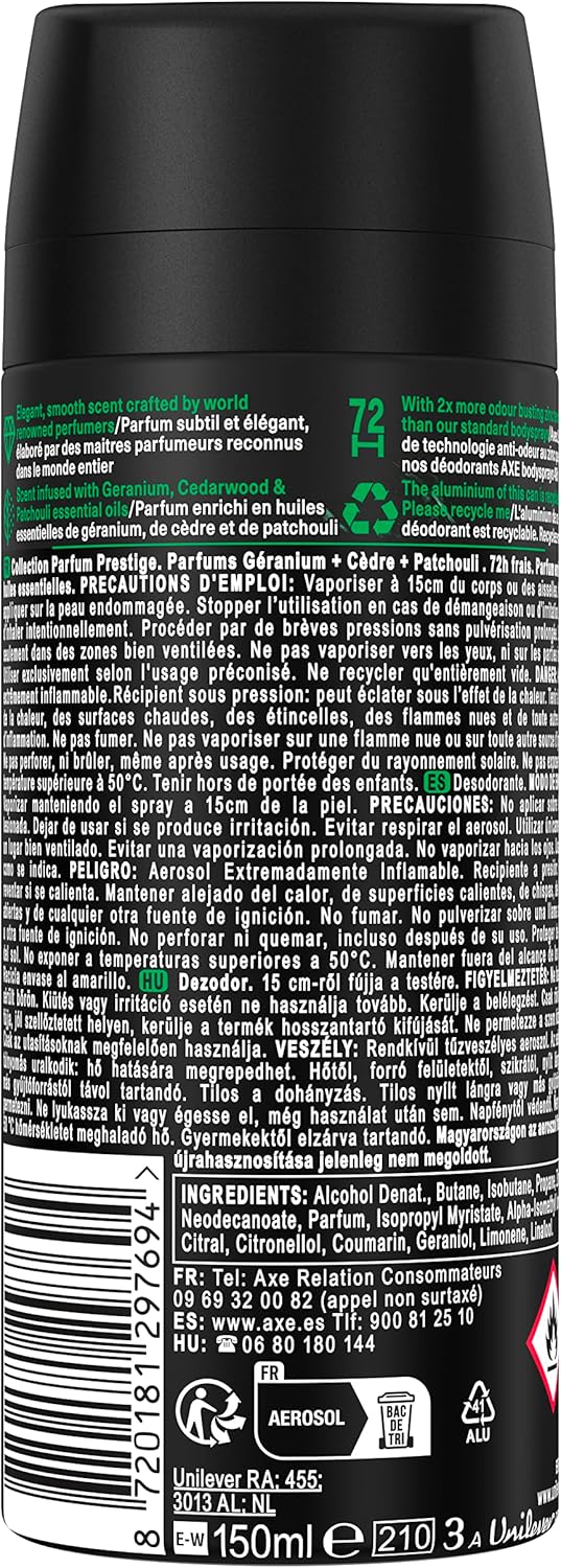 Detalle 1 de Axe Emerald Geranium Desodorante Aerosol Pack Ahorro 6x150ml