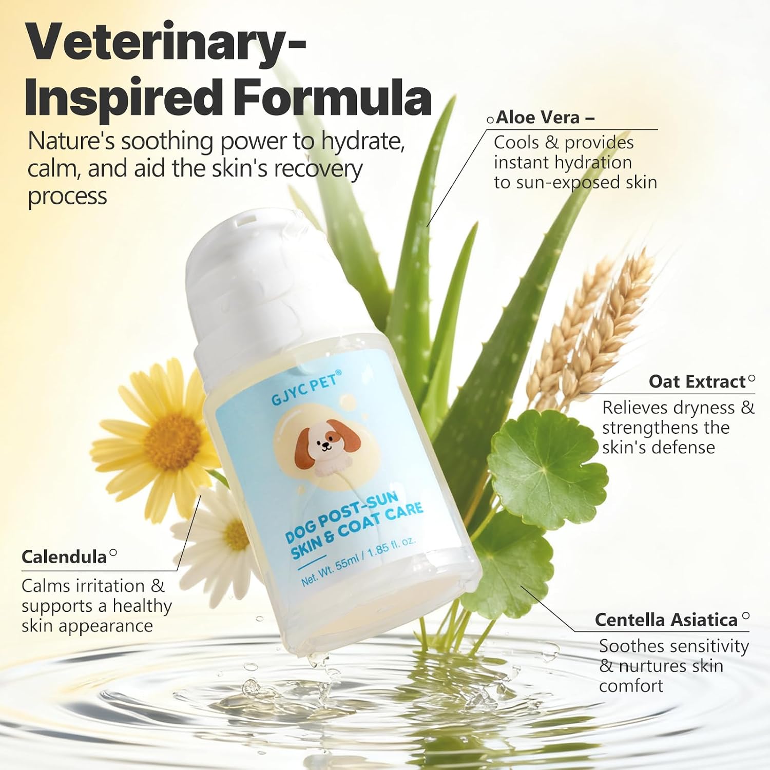 Detalle de GJYC PET After-Sun Beruhigungsserum für Hunde – Feuchtigkeitsspendendes Hautpflege-Serum nach Sonnenex position
