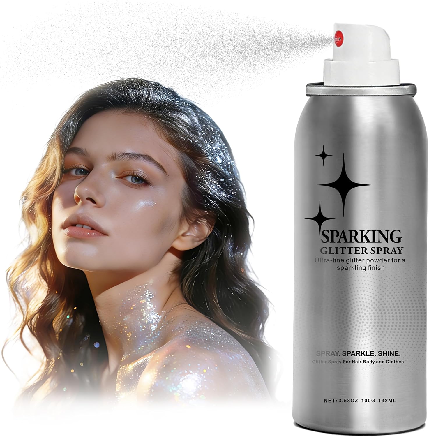 Glitter Hair Spray & Body Shimmer – Sparkling Spray for Hair and Skin (3.53 Fl Oz)