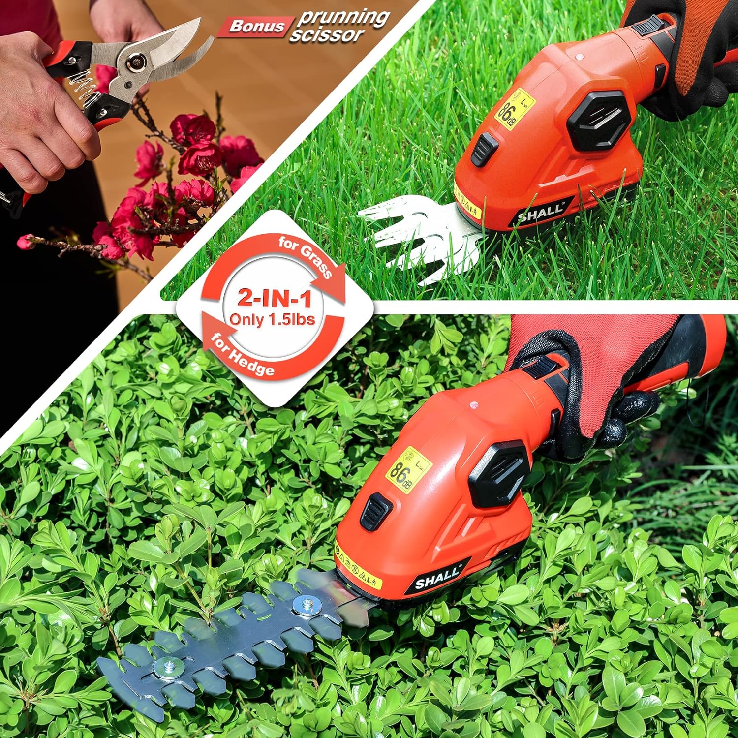 Thumbnail 6 de SHALL Cordless Grass Shear & Hedge Trimmer — 7.2V 2-in-1 Lightweight Garden Tool