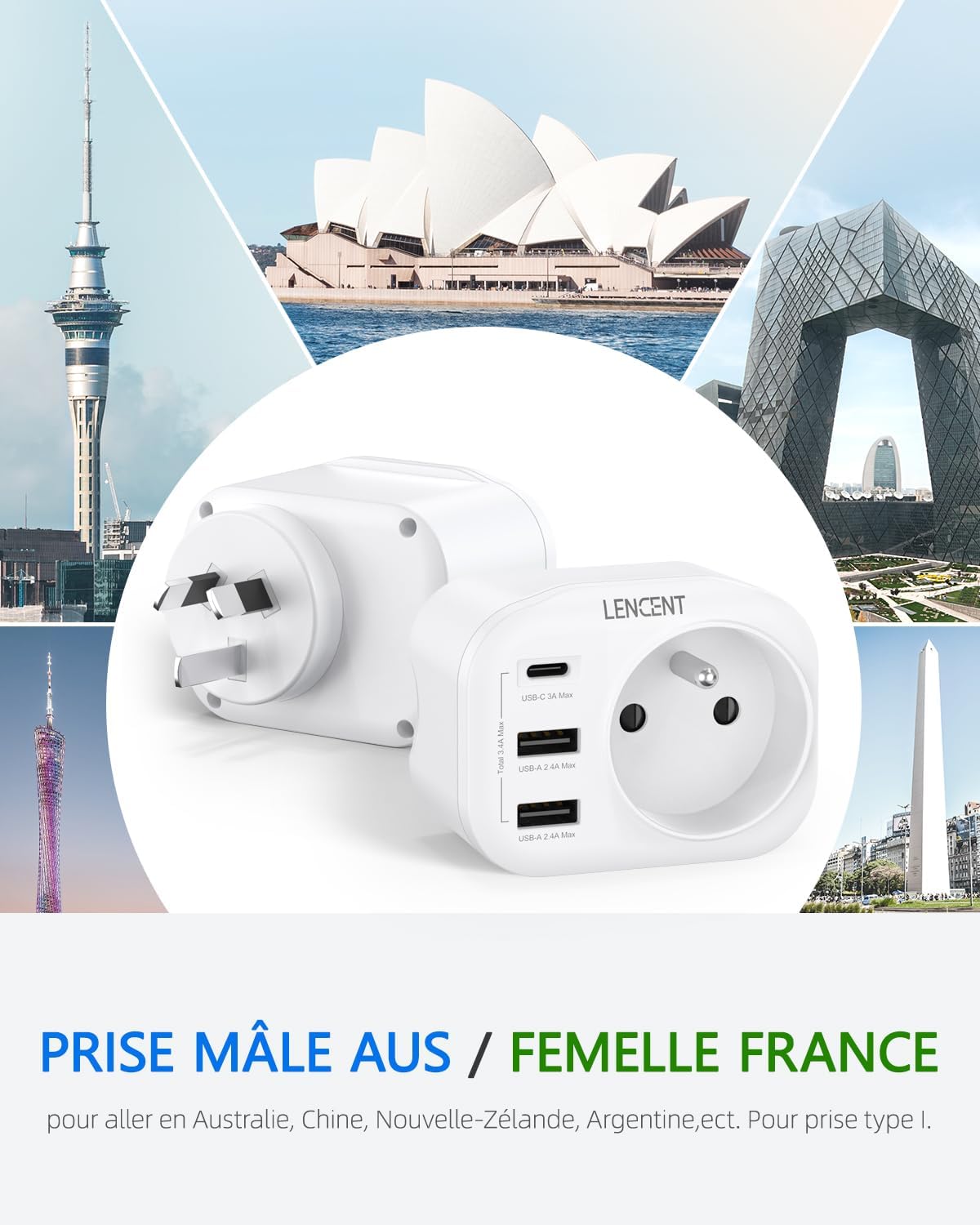 Detalle 2 de LENCENT Adaptateur Prise AU 2500W
