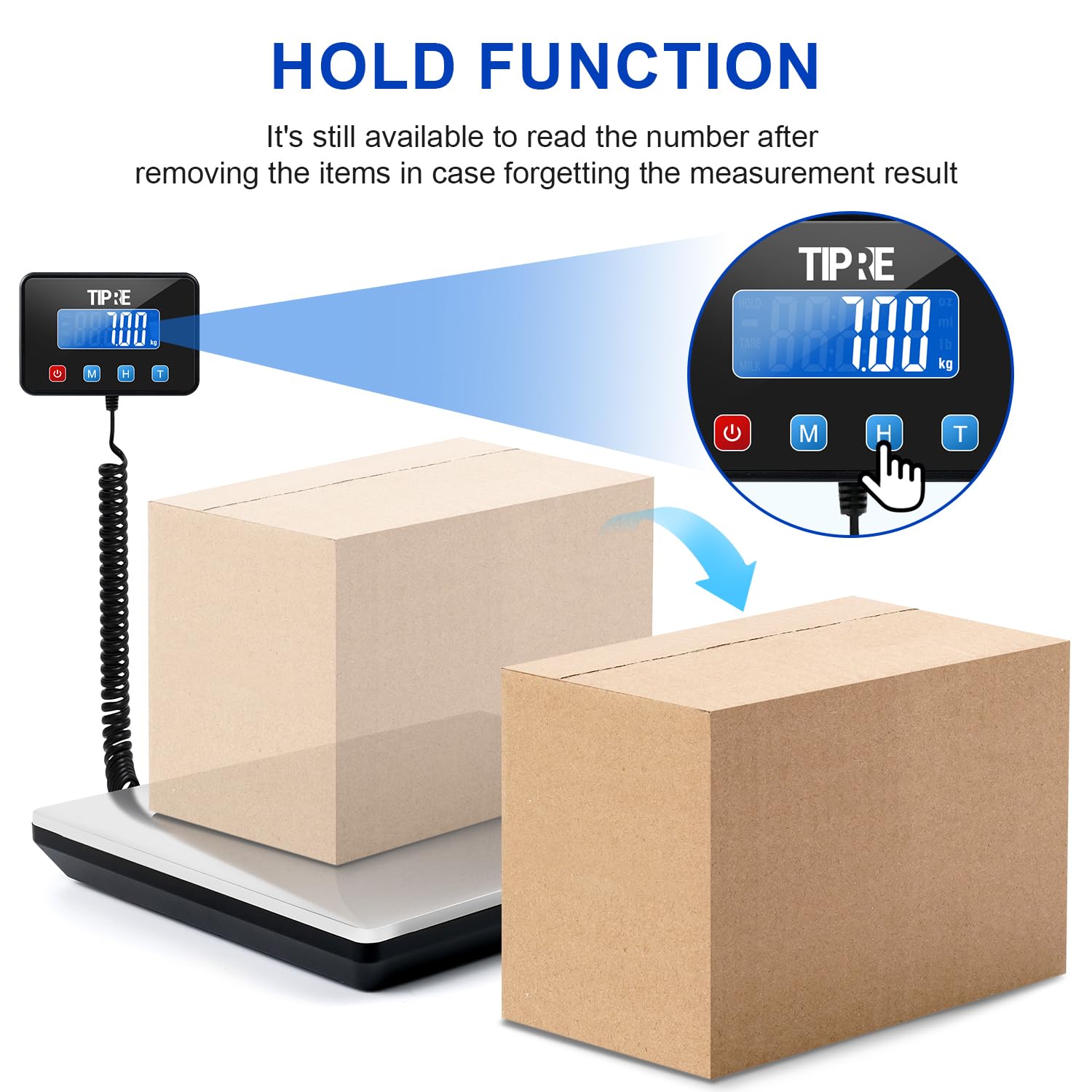 Detalle de TIPRE PS01-300 Shipping Scale, 660 lb Capacity, Stainless Steel Platform