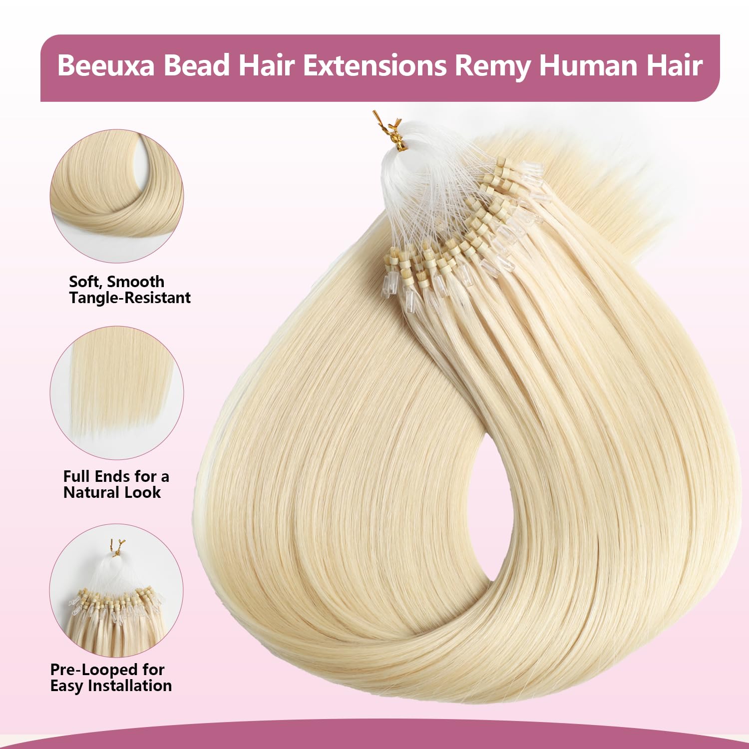 Detalle 2 de Beeuxa Micro Link Hair Extensions, 18-Inch