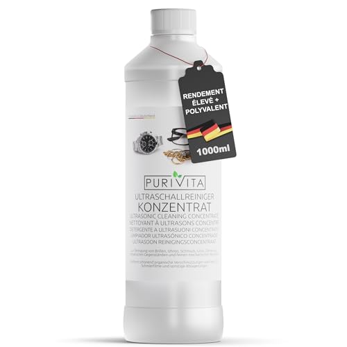 PURIVITA Nettoyant Ultrasons Concentré pour Lunettes & Bijoux, 1L – Nettoyage en profondeur en douceur
