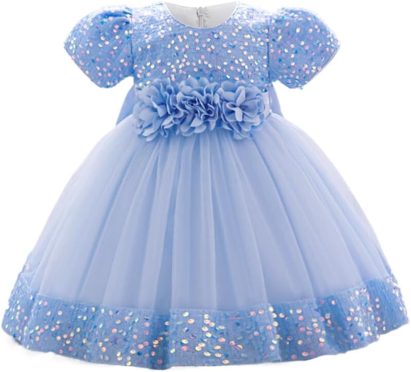 Detalle 2 de Baby Girl Party Dress Princess Sequin Tulle Gown for Toddlers