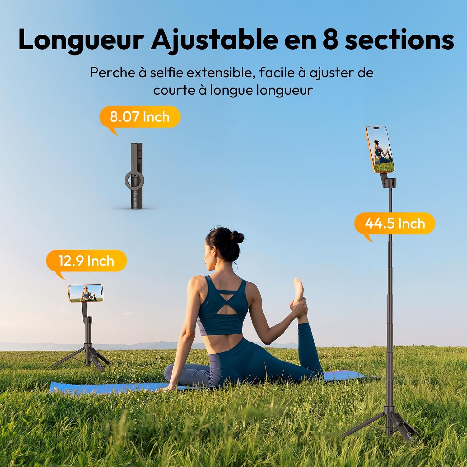 Detalle 2 de ULANZI SK26 trépied magnétique pour selfie (113 cm) avec télécommande Bluetooth