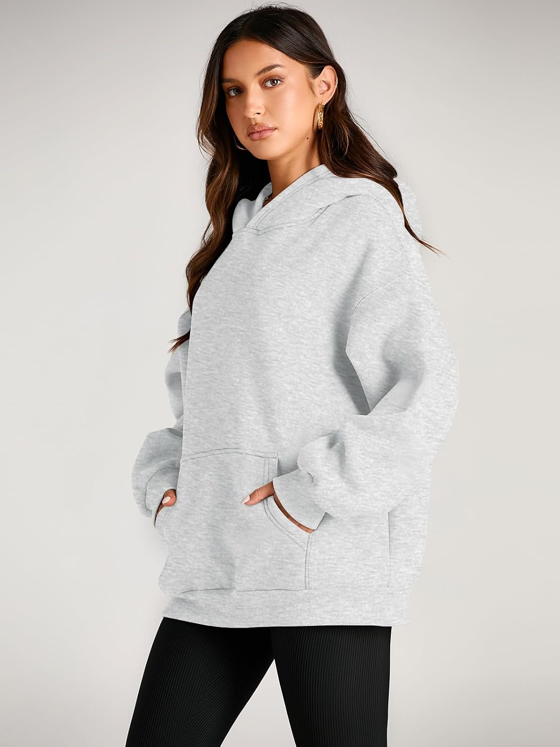 Detalle de EFAN Women's Oversized Fleece Hoodie with Hood and Side Pockets