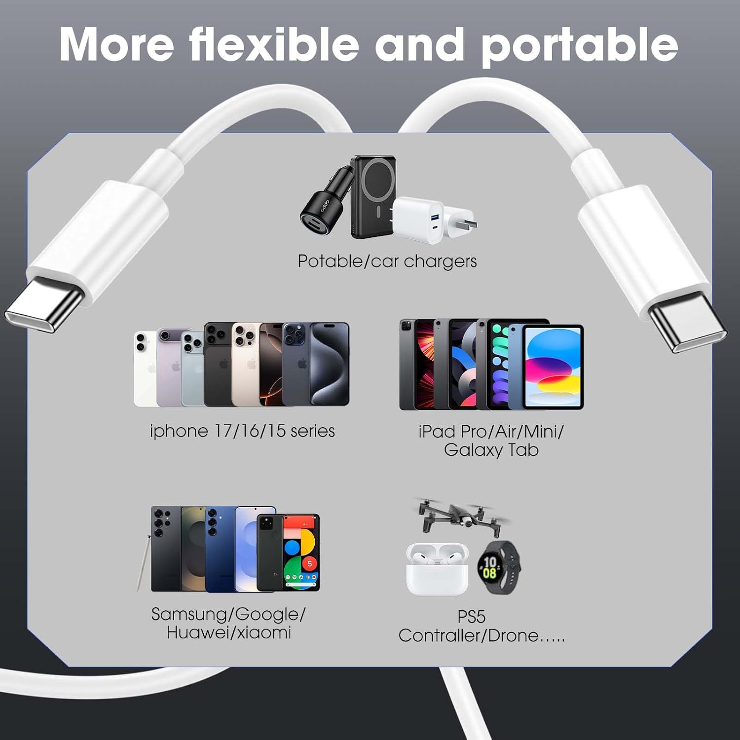 Thumbnail 6 de USB C Cable 5-Pack 60W USBC to USBC