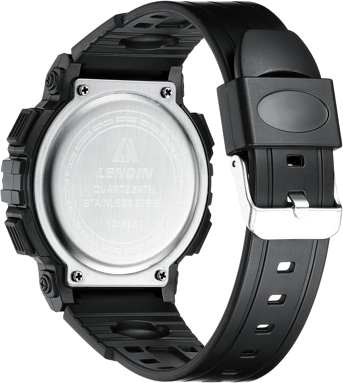 Detalle de LN LENQIN Digitale Herren-Uhr – 3ATM, Stoppuhr, Alarm, Kalender, LED-Hintergrundleuchte