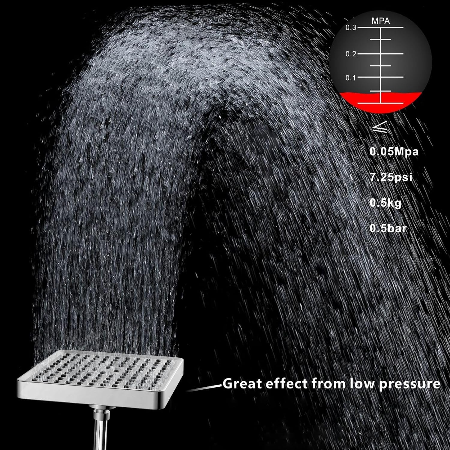 Thumbnail 1 de Voolan 6 inch High Pressure Rain Shower Head with Adjustable Angles (Luxury Chrome, Square)