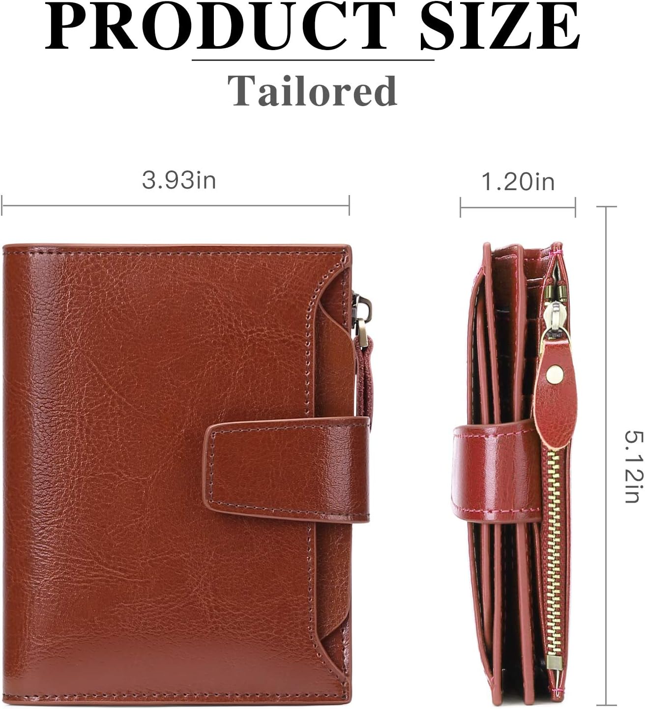 Detalle de SENDEFN Women's RFID Blocking Leather Small Compact Bi-fold Zipper Pocket Wallet