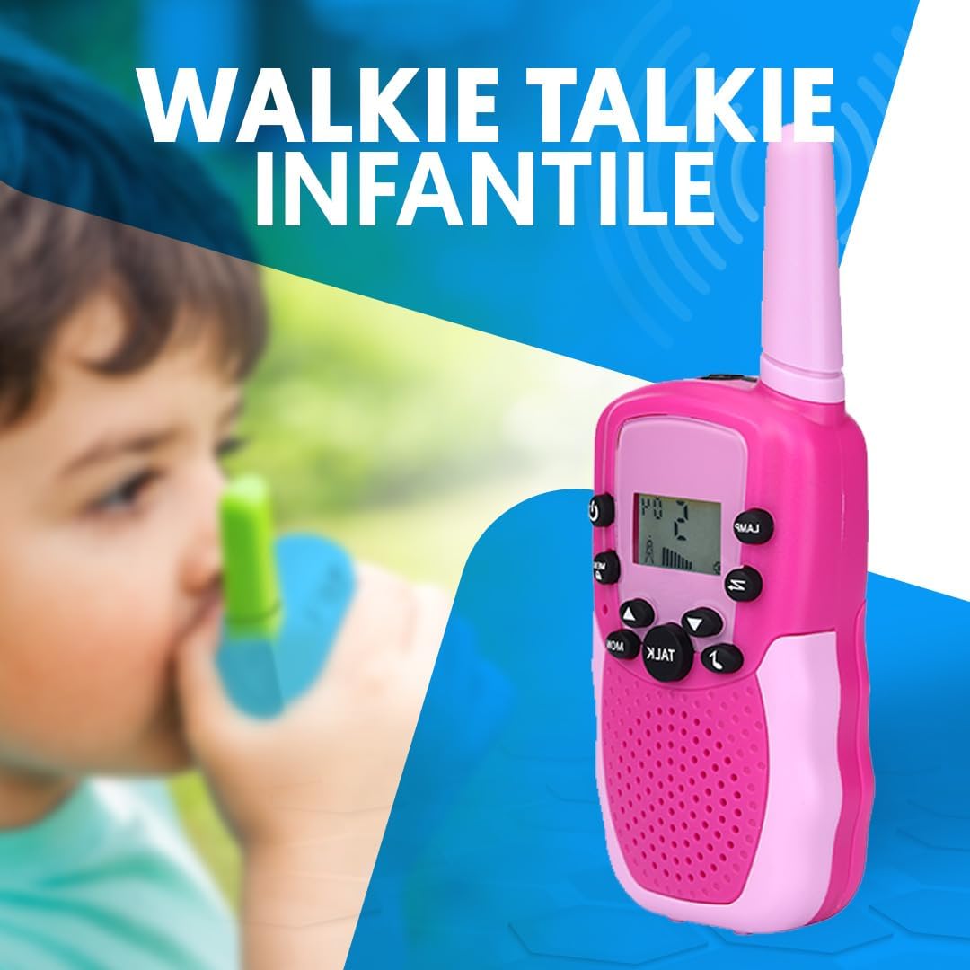 Thumbnail 1 de NK Walkie-Talkie per bambini 4-9 anni con batterie incluse, 22 canali e torcia LED (rosa/viola), portata fino a 3 km