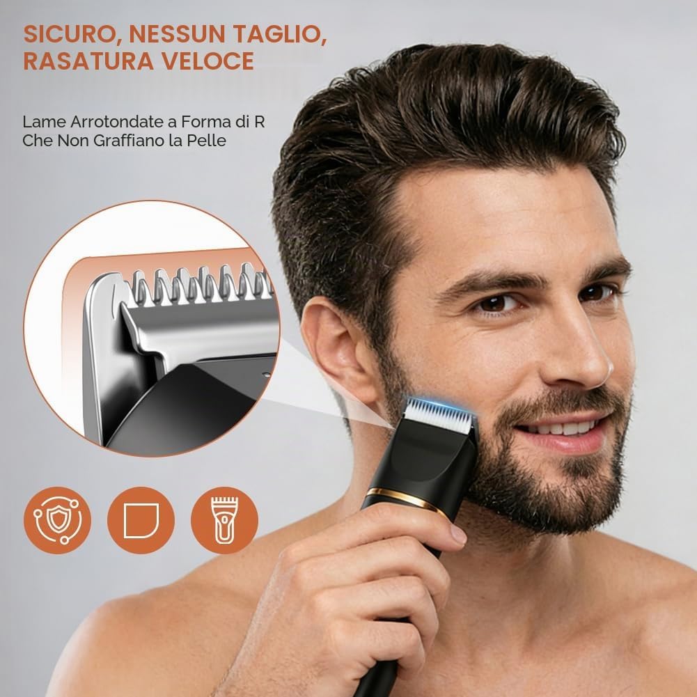 Detalle de Aolso Rasoio Elettrico Multiuso FYJ: rifinitore all-in-one per viso, corpo e naso