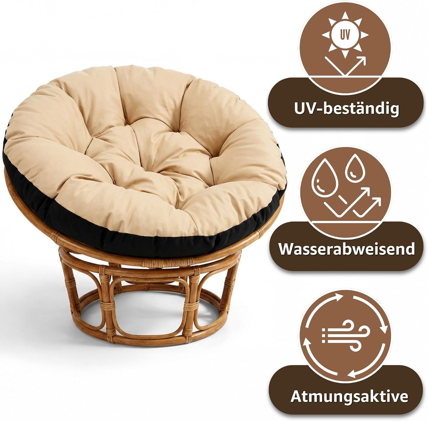 Thumbnail 3 de Amazinggirl Cuscino rotondo 110 cm per Poltrona Sospesa e Poltrona a Uovo – Durevole, idrorepellente e confortevole