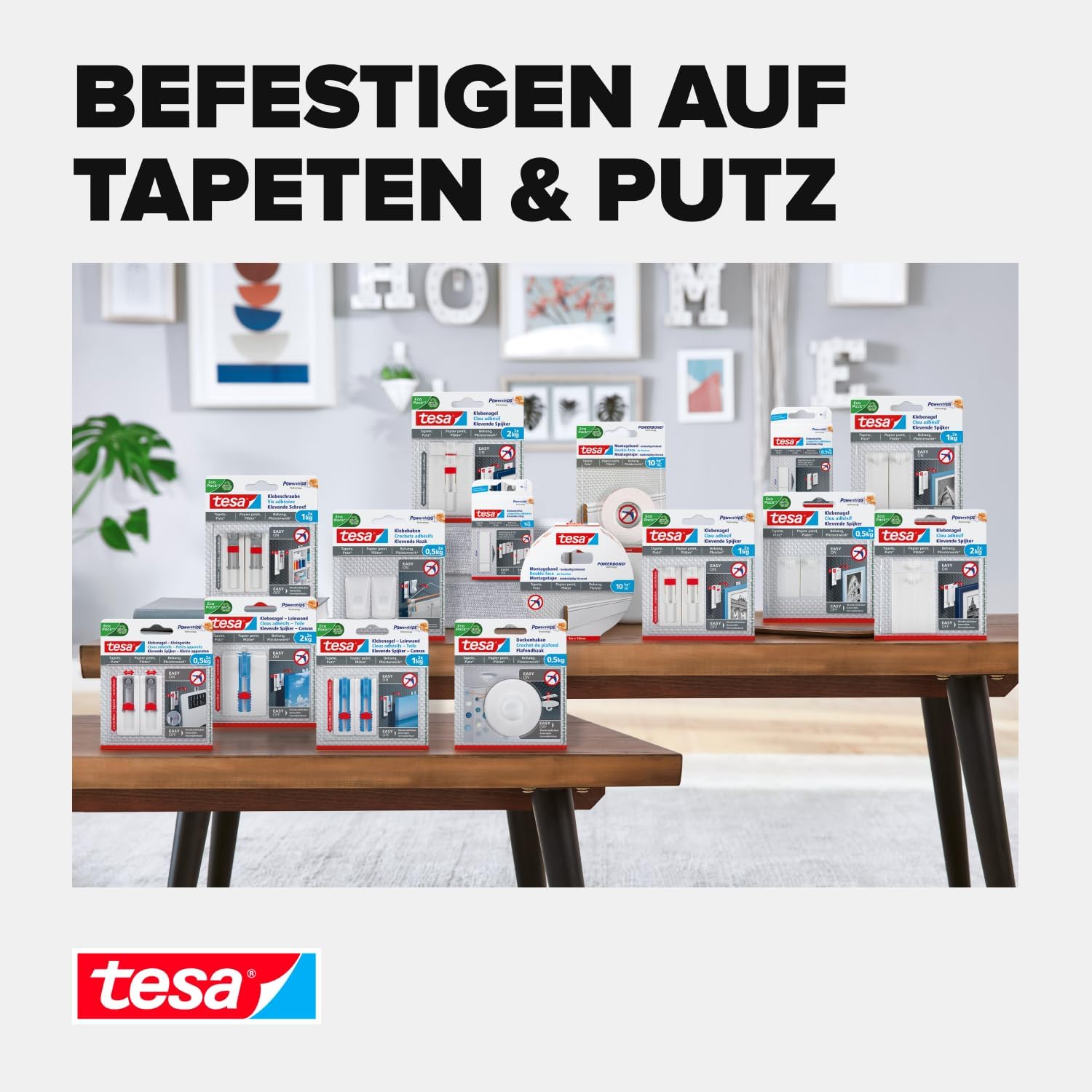 Thumbnail 6 de tesa Klebenagel für Tapeten und Putz 2 kg im 3er Pack – Selbstklebende Nägel für empfindliche Oberflächen