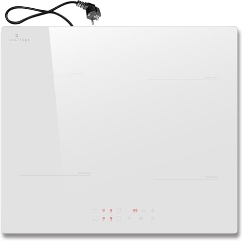 Detalle de Placa de Inducción 4 Fuegos Blanco DELITEER, 60 cm empotrable