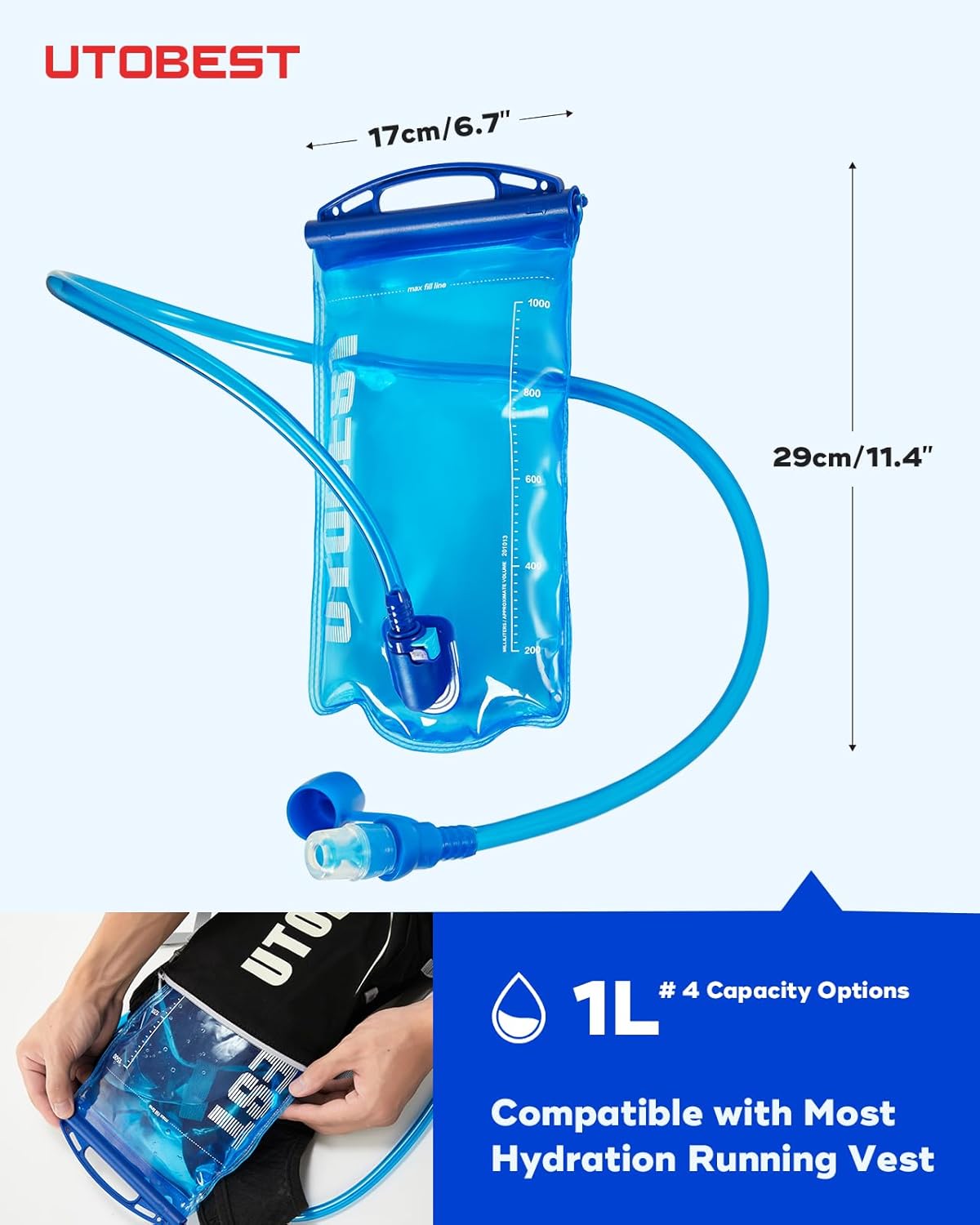 Thumbnail 3 de UTOBEST Hydration Bladder (BPA-free) Leak-Proof Water Reservoir for Running, Cycling, Hiking & Camping