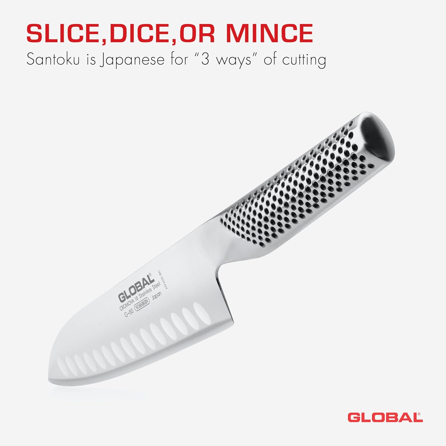 Thumbnail 4 de Global 71G80 Santoku Knife, 7-Inch Fluted Stainless Steel Blade