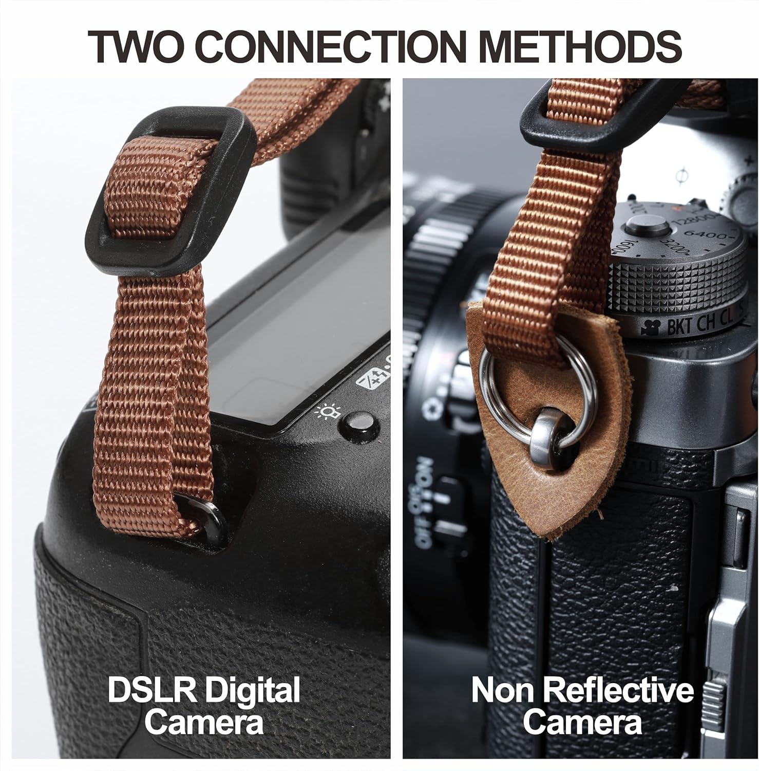 Thumbnail 2 de Padwa Lifestyle Orange Camera Strap – Double Layer Cowhide Ends, 1.5" Wide Cotton Weave, Adjustable