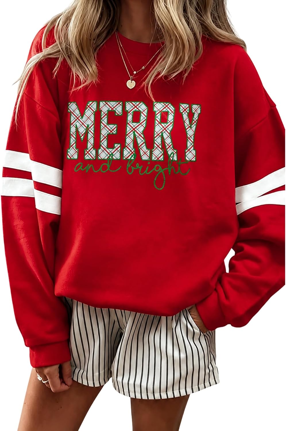 Thumbnail 6 de EARKOHA Women's Striped Sweatshirt