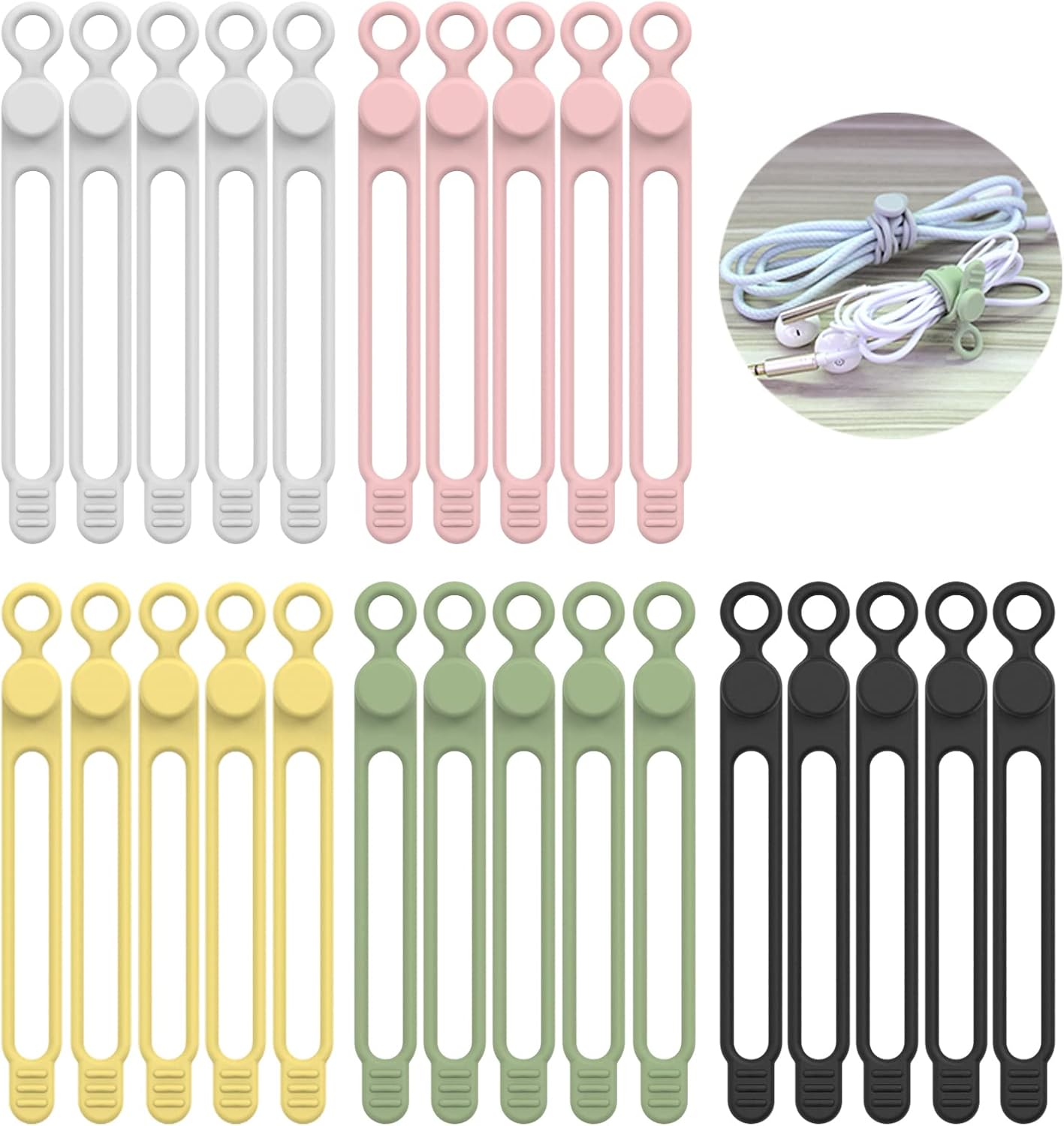 Thumbnail 6 de UMUST [20Park] UMUST Silicone Cable Ties Reusable Cable Management Organizer (20-pack, 4 colors)