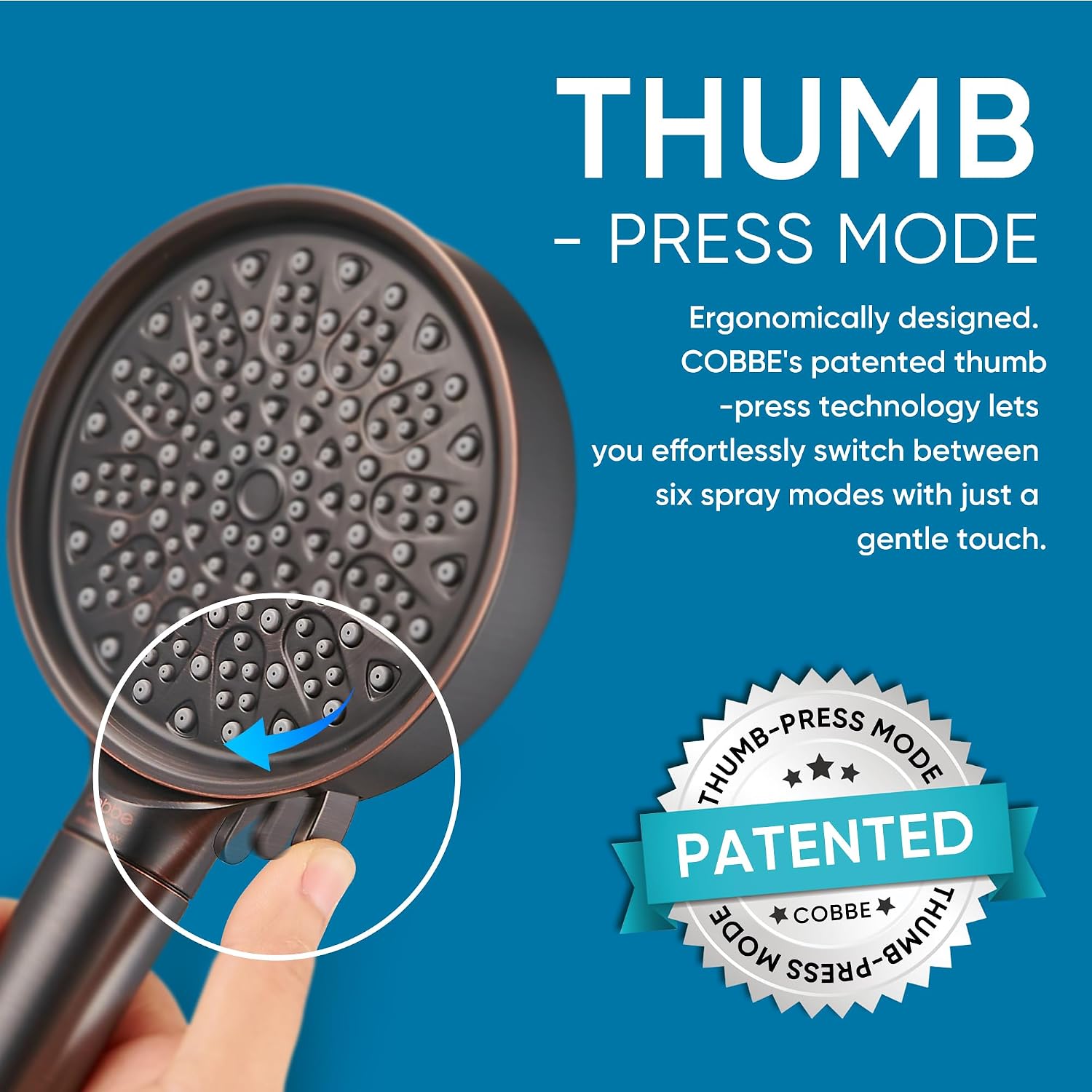 Detalle de Cobbe Filtered Shower Head 6 Spray Modes