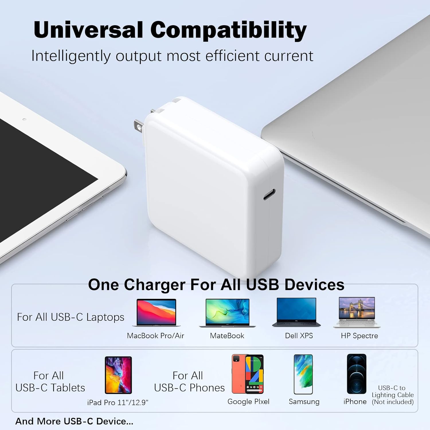 Thumbnail 5 de Mac Book Pro Charger — 120W USB-C Fast Charger Adapter for MacBook Pro & Air, iPad Pro, and All USB-C Devices