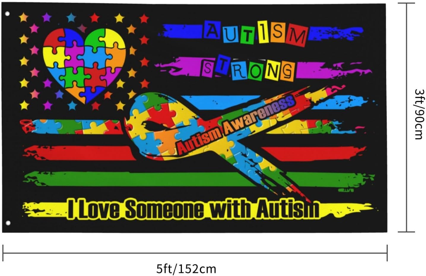 Detalle de UGTEWXU Autism Awareness Flag, 3 x 5 ft